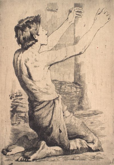 Térdelő, hívogató fiú alkotó: Frans Schwartz