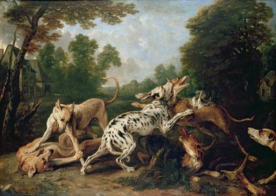 Kutyák verekednek egy erdős tisztáson alkotó: Frans Snyders or Snijders