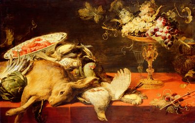 Csendélet állatokkal és gyümölccsel (olaj, tölgyfa panelen) alkotó: Frans Snyders or Snijders