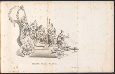 Az első úszó a Szent Rumbold-i körmenetben, 1825 Első Prael-waegen (cím a tárgyon) alkotó: Frans Vervloet