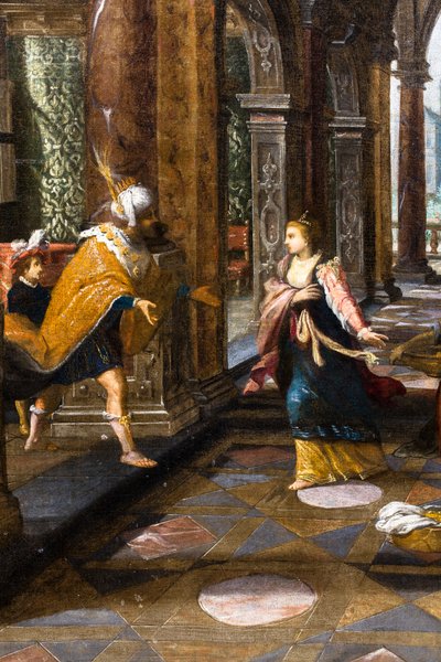 Salamon fogadja Sába királynőjét a palotájában alkotó: Frans & Vries Paul V. de (1567 1630) Francken