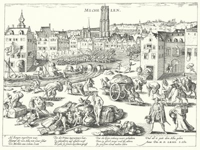 Mechelen kifosztása a spanyolok által alkotó: Franz (after) Hogenberg