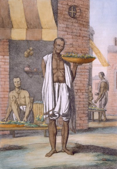 Virágemberek, "A hinduk, avagy viselkedésük, jelmezeik és szertartásaik leírása", 1808-1812 körül (színes rézkarc) alkotó: Franz Balthazar Solvyns