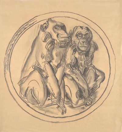 Tervezet a domborműhöz a schönbrunni állatkert majomházában alkotó: Franz Barwig d. Ä.