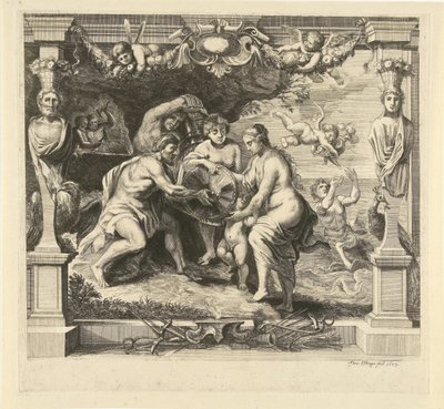 Thetis fegyvereket kap a Vulcantól Akhilleusz számára Achilles története (sorozat címe) alkotó: Franz Ertinger