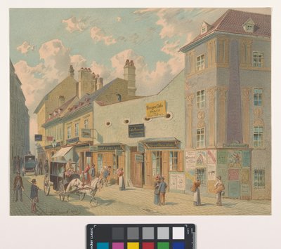 7., Burggasse 28–36 – Kilátás a Kirchengasse magasságából alkotó: Franz Gerasch