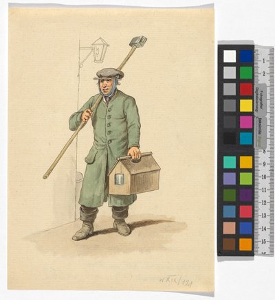 Egy utcai áruskiáltás-sorozatból: Lámpagyújtogató alkotó: Franz Gerasch