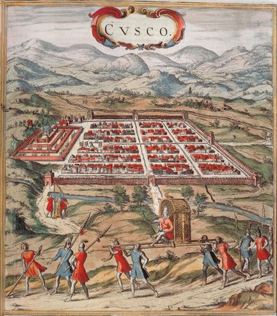 Cuzco, az inka civilizáció fő központja (a mai Peru) kép Braun és Hogenberg „Civitatis Orbis Terranum”-ból alkotó: Franz Hogenberg