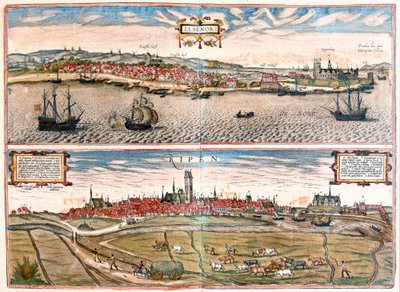 Helsingor és Ribe, Dánia (metszet alkotó: Franz Hogenberg