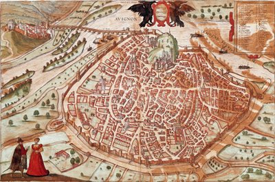 Avignon térképe - Franciaország (metszet alkotó: Franz Hogenberg