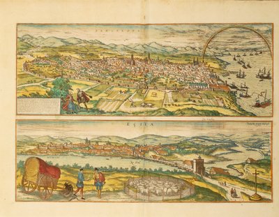 Barcelona és Ecija térképe Georg Braun világtérképéről alkotó: Franz Hogenberg