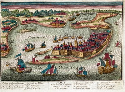 Cadiz térképe - Spanyolország (metszet alkotó: Franz Hogenberg