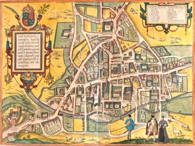 Cambridge (Cantebrigia), Anglia térképe (rézkarc alkotó: Franz Hogenberg