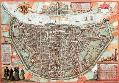 Köln térképe - Németország (metszet alkotó: Franz Hogenberg