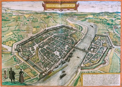 Frankfurt (Francofordia) térképe, Németország (rézkarc alkotó: Franz Hogenberg