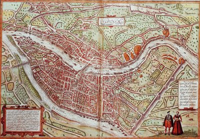 Lyon térképe - Franciaország (metszet alkotó: Franz Hogenberg
