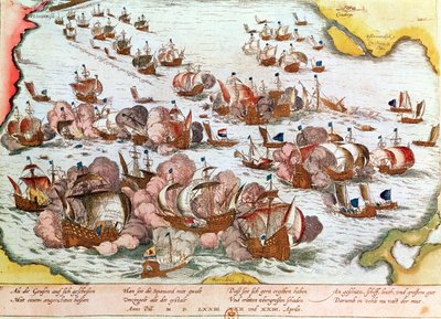 Tengeri ütközet a tengeri koldusok és a spanyolok között 1573-ban alkotó: Franz Hogenberg