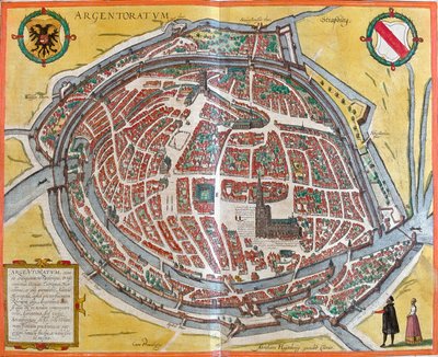 Plan de Strasbourg (Argentoratum), Franciaország (rézkarc alkotó: Franz Hogenberg