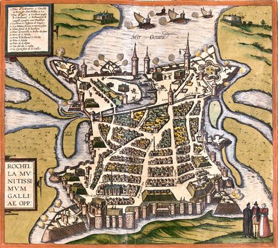 La Rochelle terve (Rochella), Franciaország (rézkarc alkotó: Franz Hogenberg