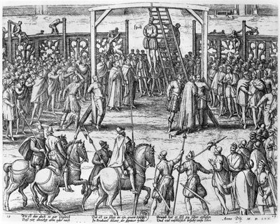 Az akasztás jelenetei Flandriában, 1570 alkotó: Franz Hogenberg