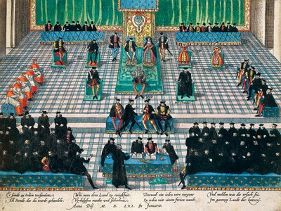 Az államfők ülése Orléans-ban, 1561. január, metszet: Franz Hogenberg (1535-1590), Franciaország alkotó: Franz Hogenberg