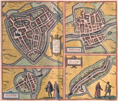 Sneek, Dokkum, Sloten, Ijlst, Hollandia (metszet alkotó: Franz Hogenberg