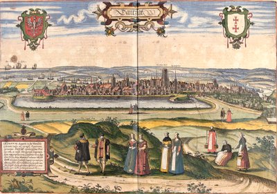 Dantzig (Gedanum) látképe (a mai Gdansk), Lengyelország (rézkarc alkotó: Franz Hogenberg