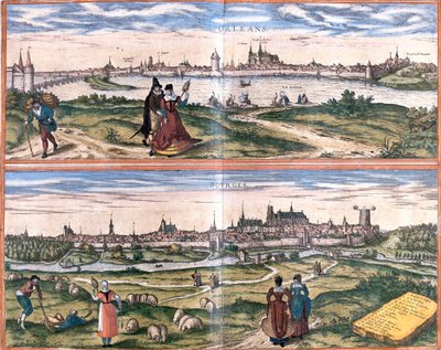 Kilátás a franciaországi Orleans et Bourges-ra (rézkarc alkotó: Franz Hogenberg