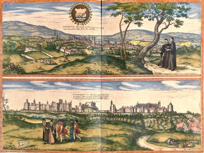 Oxford (Oxonium) és Windsor (Vindesorium), Anglia kilátásai (rézkarc alkotó: Franz Hogenberg
