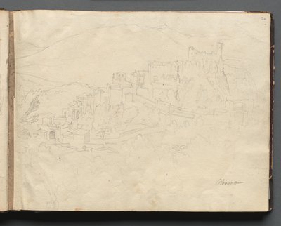 Album Róma és környéke látképeivel, tájképek, 02a. oldal: "Olevano" alkotó: Franz Johann Heinrich Nadorp