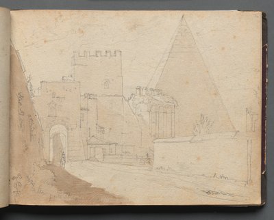 Album Róma és környéke kilátásaival, Tájtanulmányok, 08a oldal: Porta St. Paolo. alkotó: Franz Johann Heinrich Nadorp