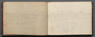 Album Róma és környéke panorámával, Tájtanulmányok, 08b és 09a oldal: Panorámakép…. alkotó: Franz Johann Heinrich Nadorp