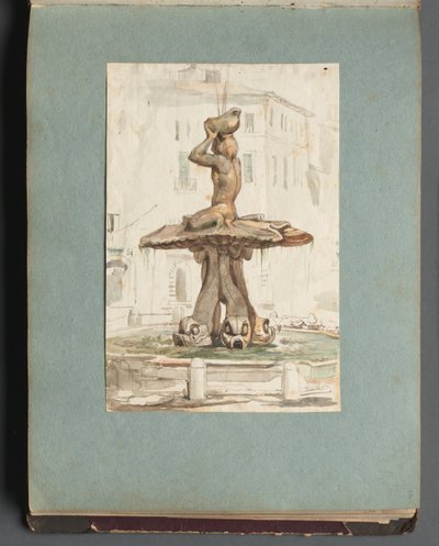 Album Róma és környéke kilátással, Tájtanulmányok, 17a. oldal: Római szökőkút. alkotó: Franz Johann Heinrich Nadorp