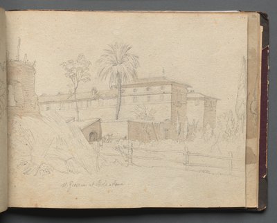 Album Róma és környéke kilátással, Tájtanulmányok, 38a. oldal: :St. Giovanni e Paolo, Róma" alkotó: Franz Johann Heinrich Nadorp