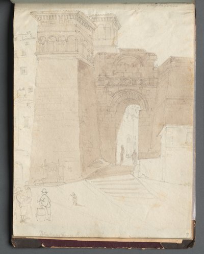 Album Róma és környéke kilátással, Tájtanulmányok, 50a. oldal: Római építészeti nézet alkotó: Franz Johann Heinrich Nadorp