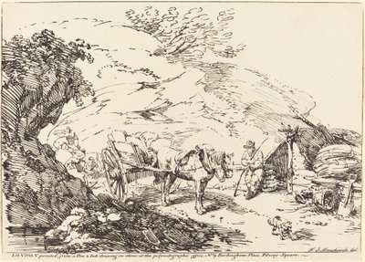 Ló és szekér a kőbányában alkotó: Franz Joseph Manskirch