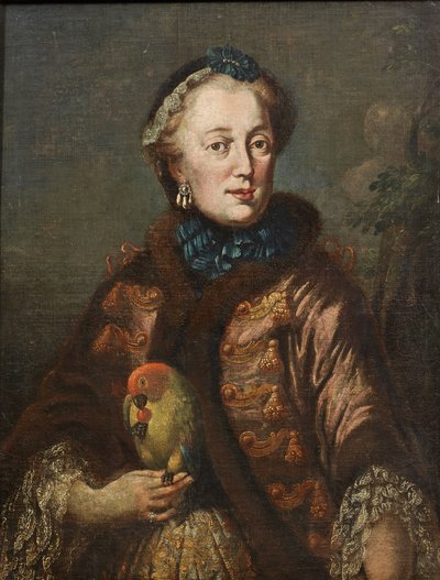 Német: Kurfürstin Maria Anna von Bayern mit Papagei Maria Anna Sophia szászországi hercegnő (1728-1797), bajor választófejedelemasszony portréja madárral. alkotó: Franz Joseph Winder