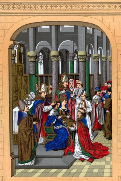 V. Károly francia király koronázása, 14. század, 1870. alkotó: Franz Kellerhoven