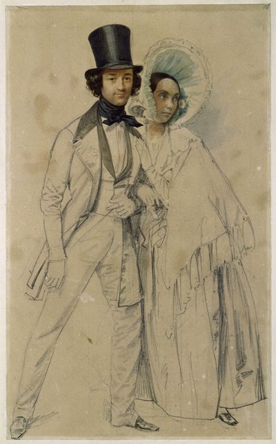 Paul és Amalie Taglioni házaspár (Tanulmány az „Az első gyalogos gárdaezred díszszemléje” című festményhez, 1839) alkotó: Franz Krüger