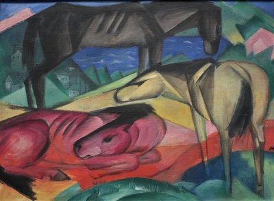 1913 Franz Marc Három ló II alkotó: Franz Marc