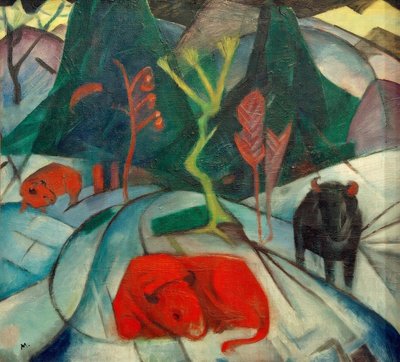 Bölény télen (vörös bölény) alkotó: Franz Marc
