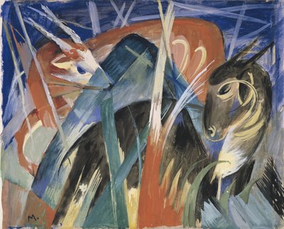 Meseállatok I Kompozíció állatokkal I, 1913 alkotó: Franz Marc