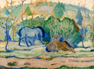 Lovak a legelőn Lovak a tájon alkotó: Franz Marc