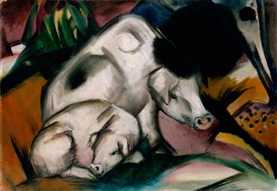 Malacok, 1912 körül (olaj, vászon) alkotó: Franz Marc