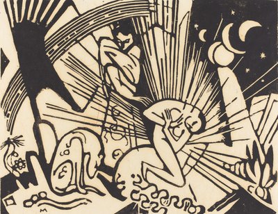 Megbékélés (Versoehnung), 1912 (fekete fametszet, japán papírra) alkotó: Franz Marc