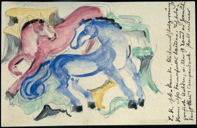 Piros és kék lovak alkotó: Franz Marc