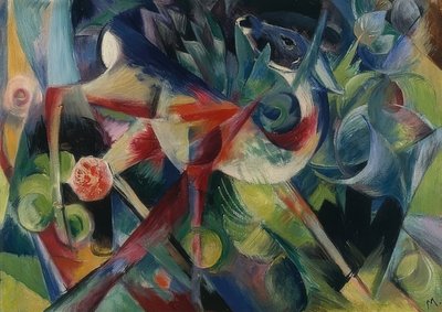 Szarvas a virágoskertben. 1913 alkotó: Franz Marc