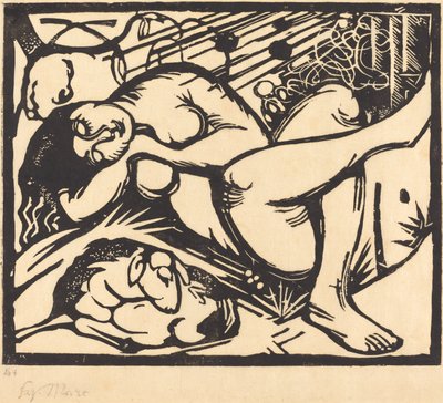 Alvó pásztorlány (Schlafende Hirtin) alkotó: Franz Marc
