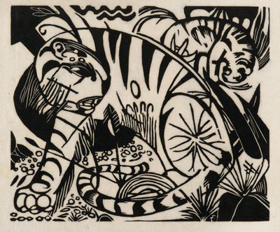 Tigris, 1912 (fametszet japán papírra) alkotó: Franz Marc