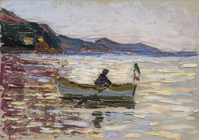 ""Kilátás Rapallora csónakkal a tengeren"" (Rapallo Boat On The Sea) Wassily Kandinsky (vagy Wassily Kandinski vagy Kandinskij) festménye alkotó: Franz Marc